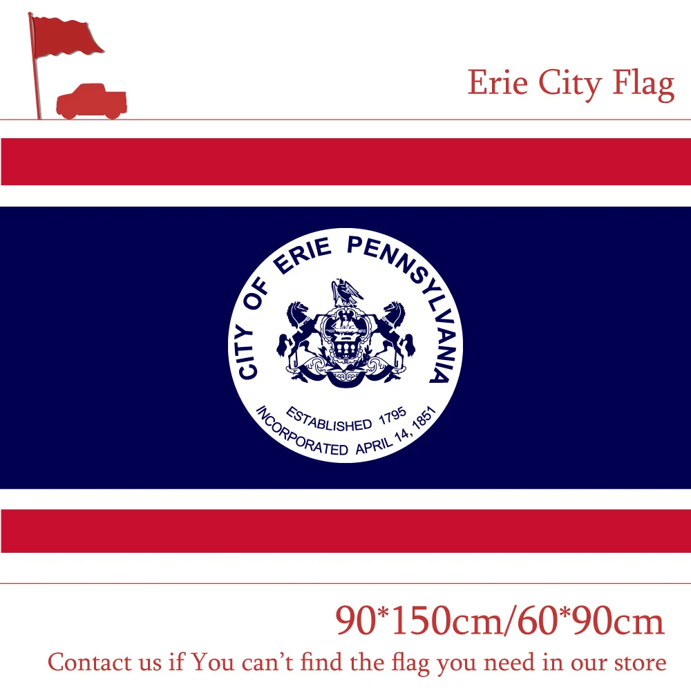 

Free shipping 90*150cm 60*90cm US Erie City Flag State of Pennsylvania 3x5ft Custom High-quality 100d Polyester Banners