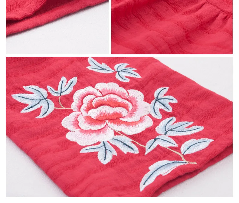 ZJN Women Tunic Blouse 2019 Spring Summer Basic Shirt Chinese Style Turtleneck 34 Sleeve Ladies Red Embroidery Sweatshirt Tops (14)