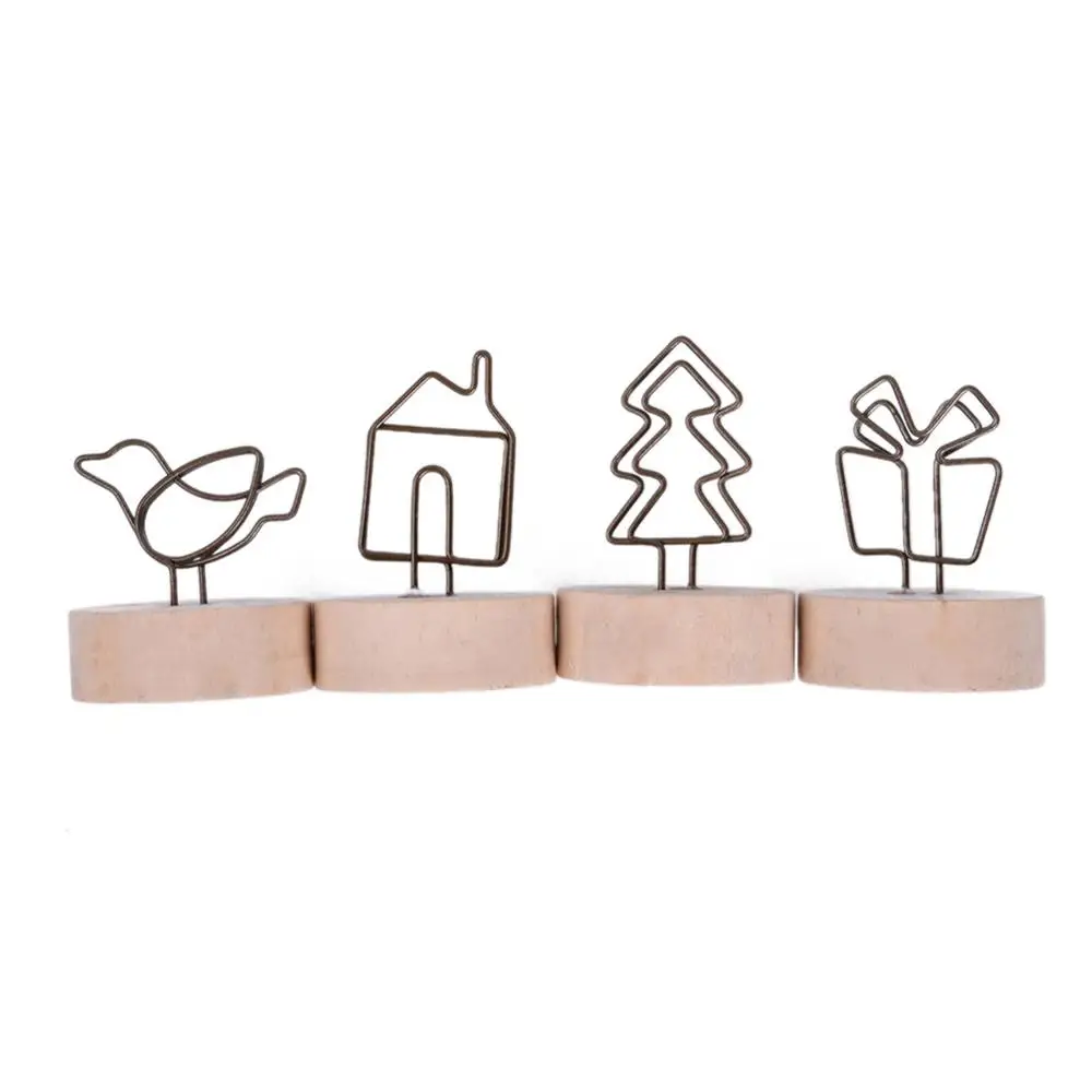 Creative Round Wooden Iron Photo Clip Memo Name Card Pendant Furnishing Articles Picture Wall Frame