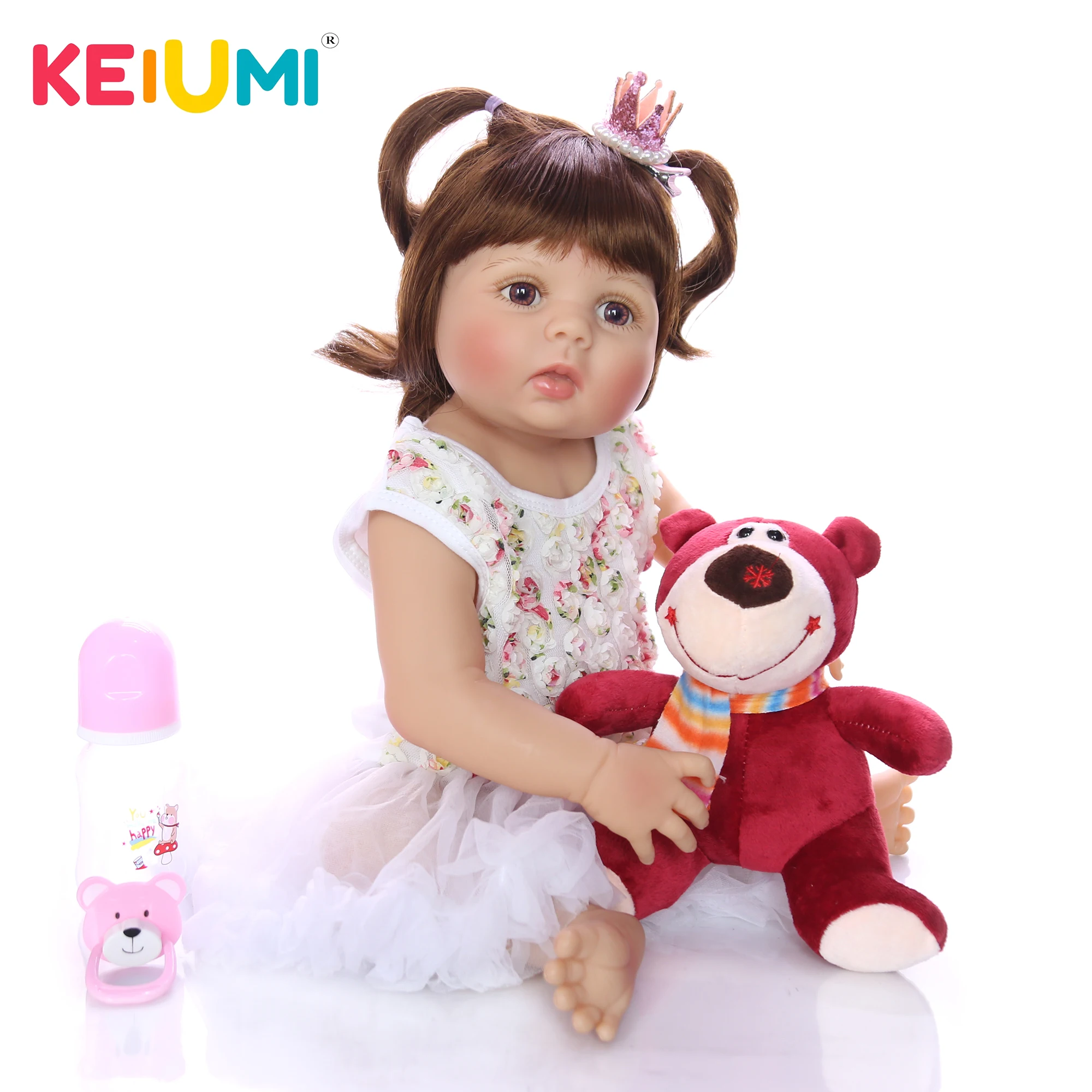 Новый дизайн 23 дюйма силиконовые куклы реборн с открытыми глазами KEIUMI милая