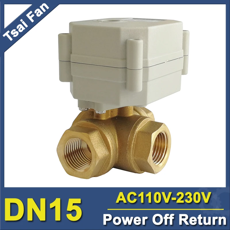 

TF15-BH3-C Brass 1/2 ''3 Way T/L отверстие питания отключения обратного типа DN15 моторизованный клапан AC110V-230V с индикатором положения