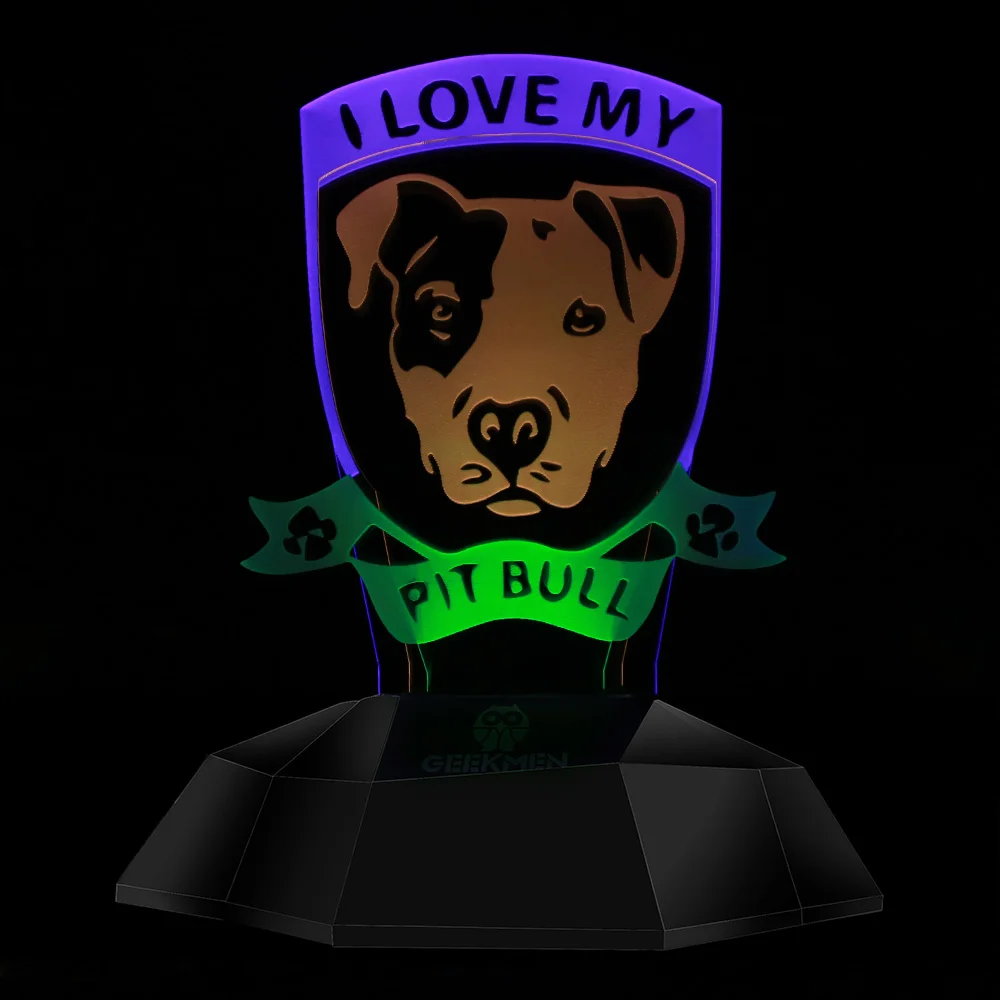 3D линейный светодиодный светильник «I Love My Pitbull», ночник для собак питбуля, дизайнерский светильник, новинка, настольная лампа для щенков, подарок для любителей собак