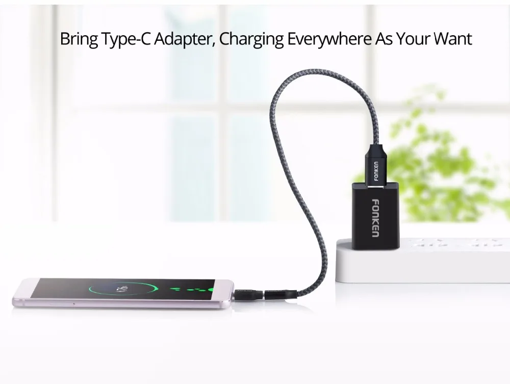 Переходник FONKEN usb type C, универсальный адаптер type-C, адаптер Micro USB на USB C, кабель USB 3,1 для зарядного устройства, конвертер для телефонных кабелей