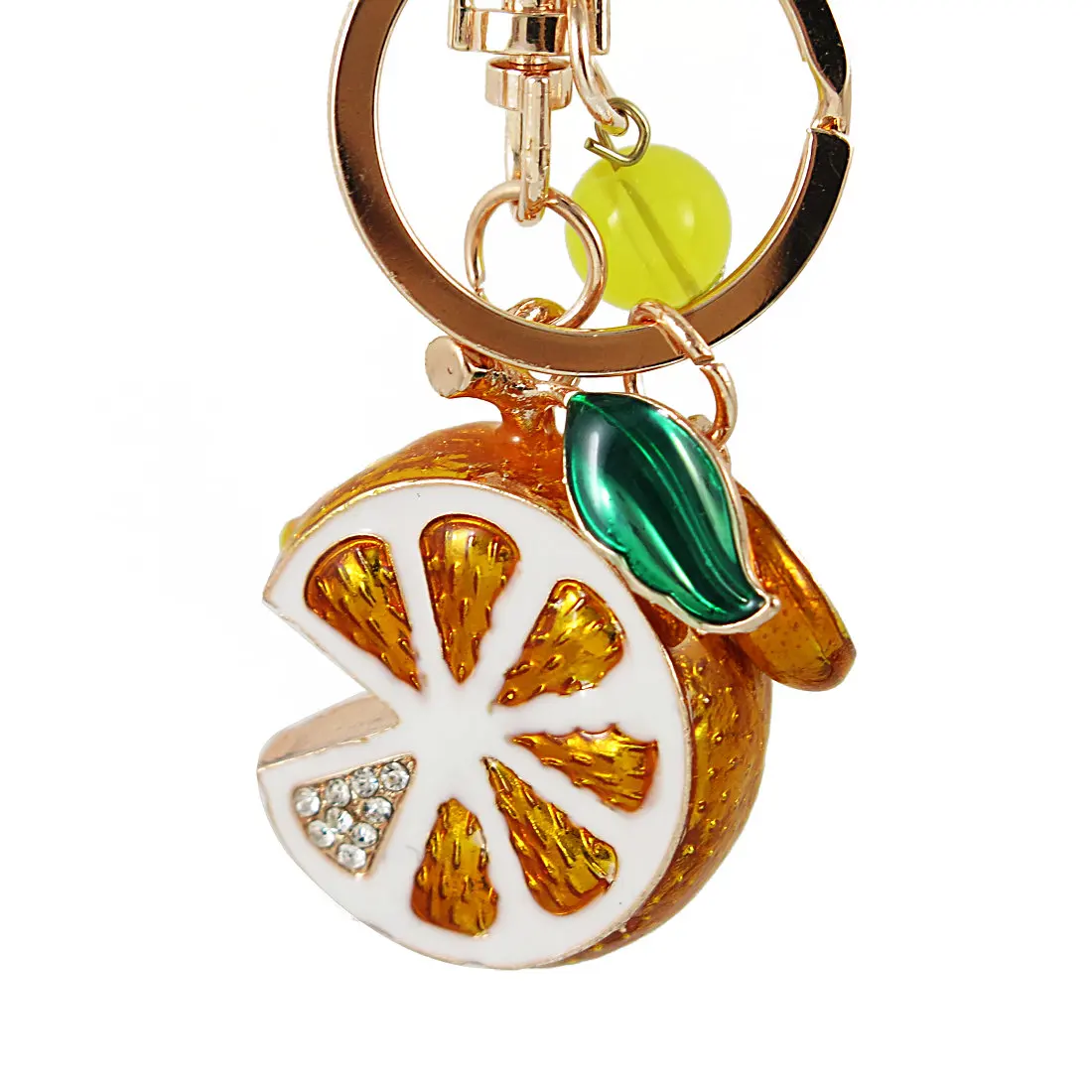 

TianBo 3D Fruit Keyring Orange & Lemon Charm Pendant Crystal Rhinestone Keychain for Purse Bag Car Party Wedding Gift Collection