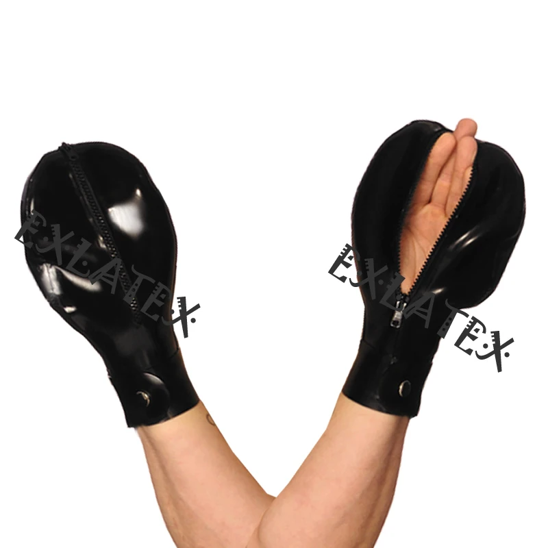 Латексные перчатки с шариками пальмовые перчатки с молнией без пальцев Рукавицы Фетиш латекса каучука модный костюм аксессуар
