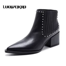 Rivet Ladies Boots font b Women b font font b Shoes b font Genuine font b