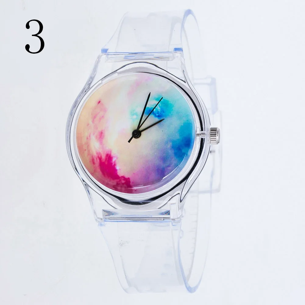 Модные женские наручные часы, пластиковые часы, прозрачный ремешок, студенческие спортивные часы для девушек, повседневные кварцевые часы - Цвет: Style 3