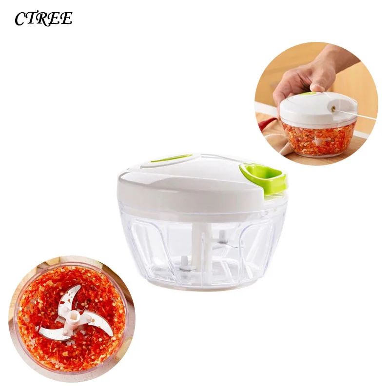 

CTREE 1Pcs Kitchen Manual Grinders Meat vegetables Tools Hand Pull Cut Vegetable Tools Stainless Steel Blade Mincer Cutter C873