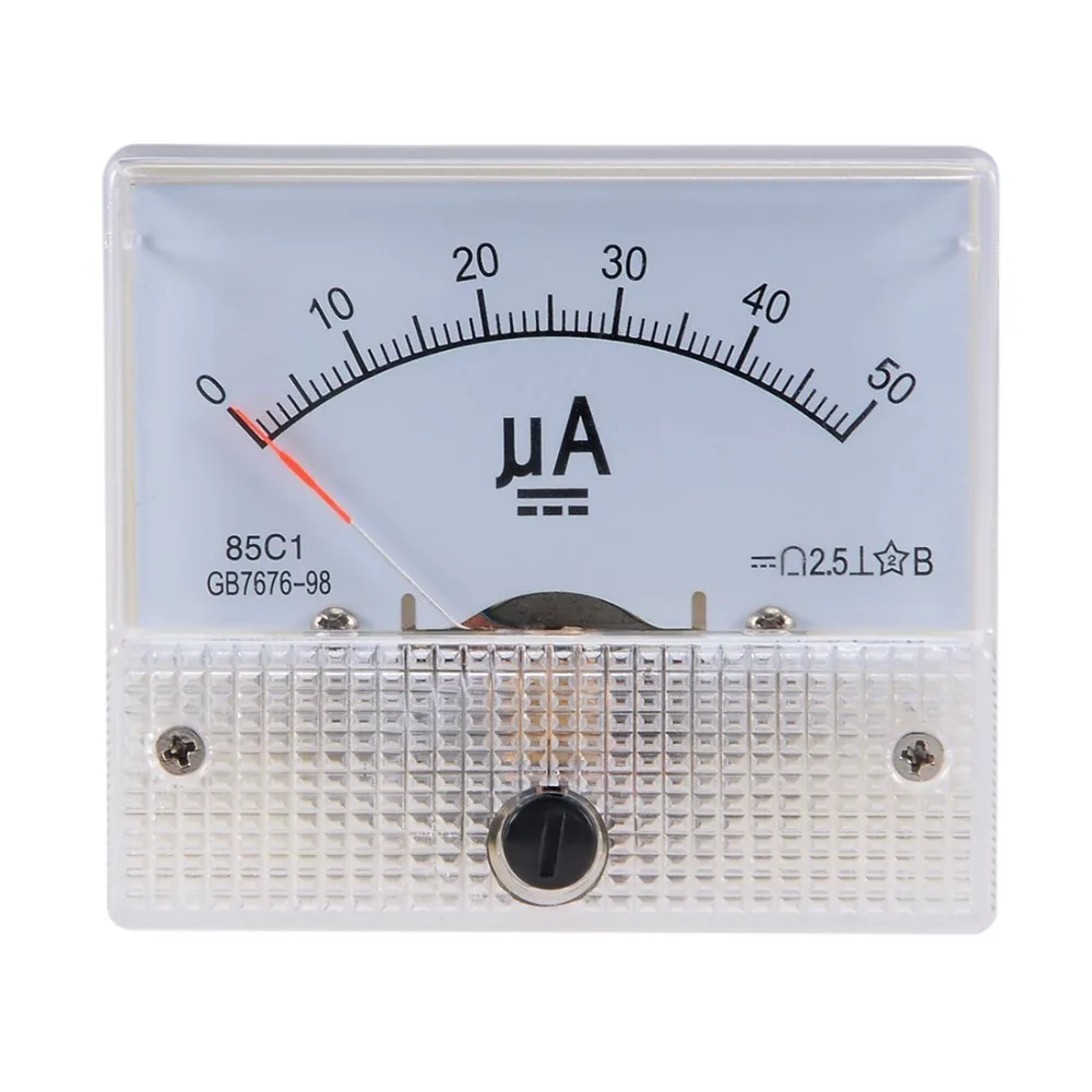 

Pointer DC micro ammeter DC 0-100uA 50uA 200uA 500uA Analog Panel AMP Current Meter Ammeter Gauge Amperemeter 85C1