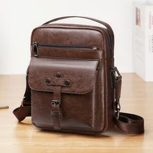 New Style Fashion Men's PU Leather Messenger Bags Briefcase Handbags Cross Body Casual Flap Shoulder Bag new design men s bags high quality pu leather messenger bag fashion cross body bag casual students one shoulder school bag