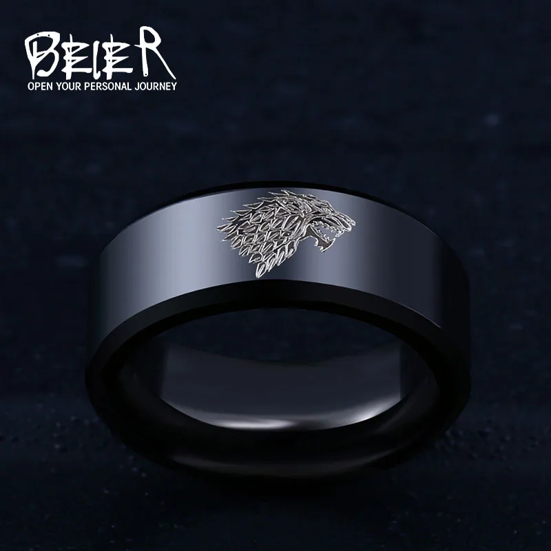 Beier 316L Stainless Steel nose viking wolf head Ring menAmulet Odin 's Symbol High Quality Wholesale Fashion jewelry LL001