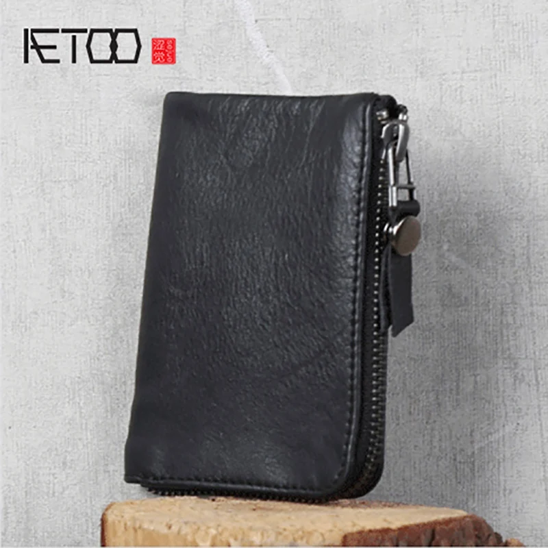 

AETOO Handmade simple cowhide wallet head layer cowhide small wallet