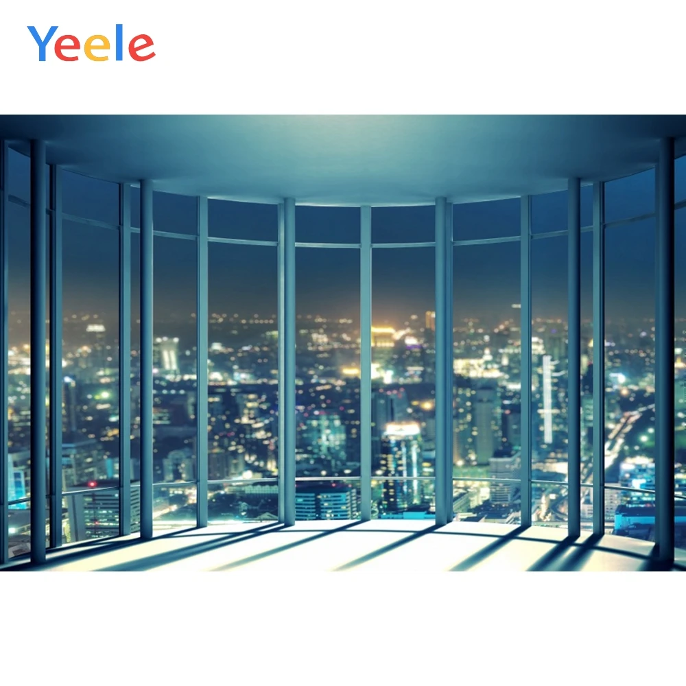 

Yeele Semicircle Window City Buildings Night View Photography Backgrounds Customized Photographic Backdrops For Photo Studio