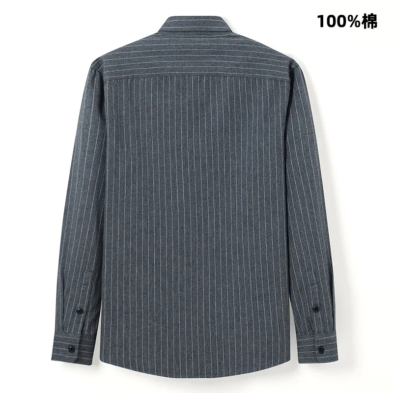 Autumn New Men s Shirt Long sleeved Cotton Striped Plaid Shirt Youth Casual Business High Quality 3