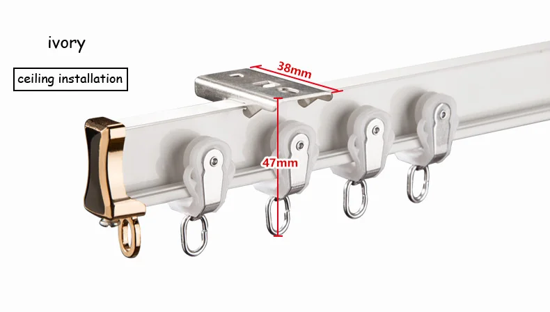 Новое поступление, модный занавес из алюминиевого сплава цвета шампанского, изогнутые рельсы, нано бесшумный шкив, Аксессуары для штор, дорожки - Цвет: white single