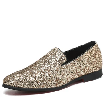 

High Quality Nice Brand Shoes Men Designer Luxury Loafers Men Shoes British Style Silver Gold Mens Shoes Casual Large Sizes