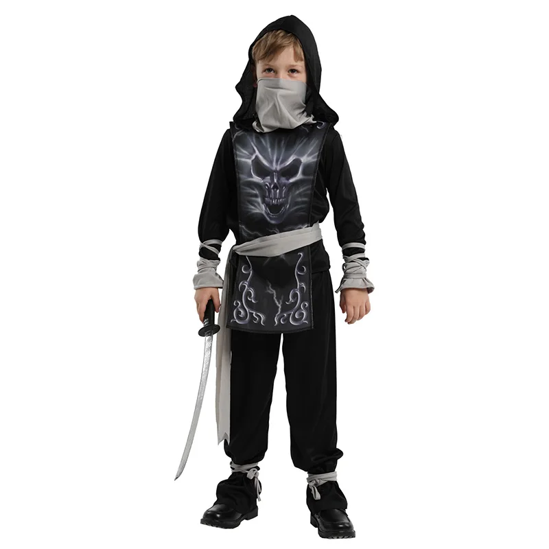 

Kids Skull Ninja Costumes Halloween Party Boys Girls Warrior Stealth Children Cosplay Assassin Costume Children's Day Gifts
