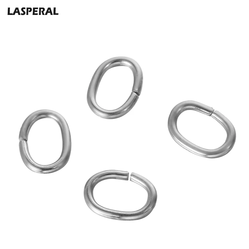 LASPERAL 500Pcs Open Flattened Circle Silver Color Jump Rings Stainless