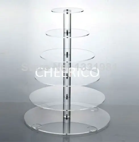 

Cheapest !Round Clear 6 Tier Acrylic Wedding Cake Stand Cupcake Display Stand For Birthday Party party decoration