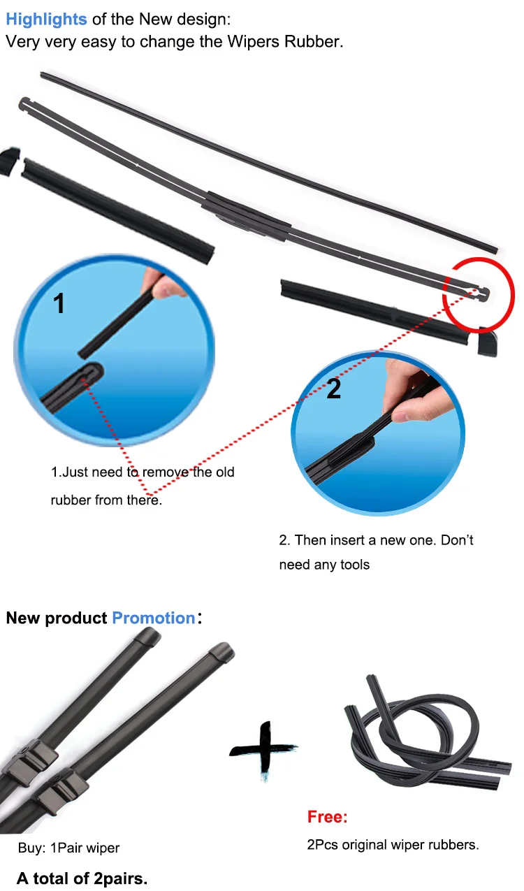 2 шт щетки стеклоочистителя+ 2 шт Бесплатные каучуки для Audi TT(8N) Coupe 2003-2006 2"+ 21", стеклоочистители для автомобиля
