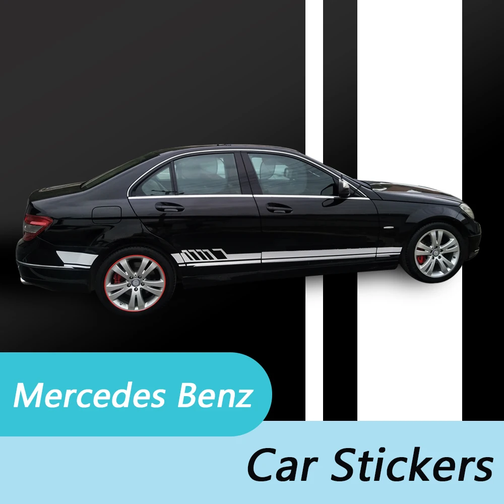 

2PCS Car-Styling Stickers Side Door Reflective Sticker personality For Mercedes Benz A B C E G S V CLA CLS GLC GLA GLE GLS SL SL