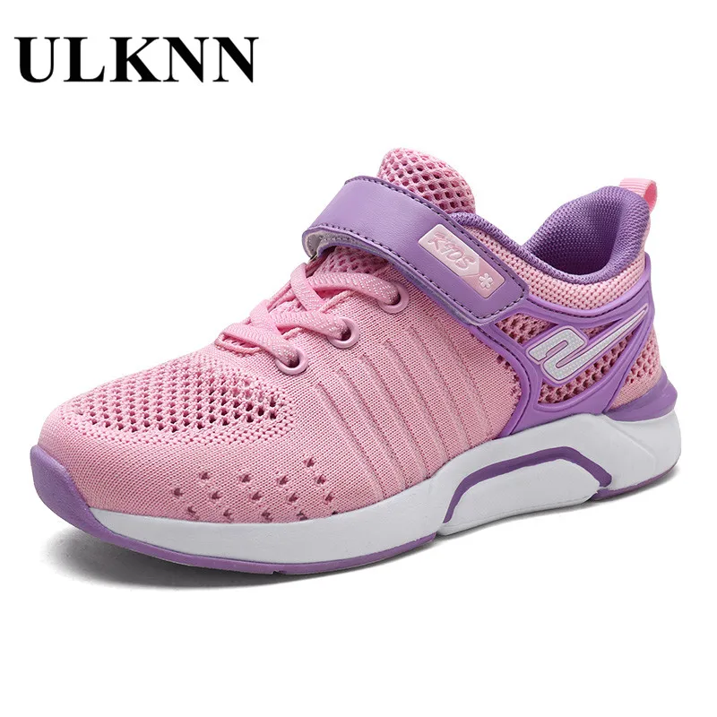 ULKNN/детская обувь; супер-светильник; обувь для бега; Новая дышащая обувь для маленьких девочек; летняя спортивная обувь; Мягкая сетчатая обувь