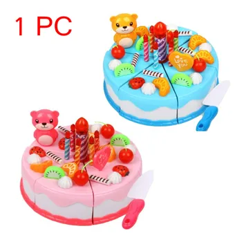 

38pcs/set Happy Birthday Cake Toy Fruit Food Cutting Kitchen Food Pretend Role Play Kids Educational Gift