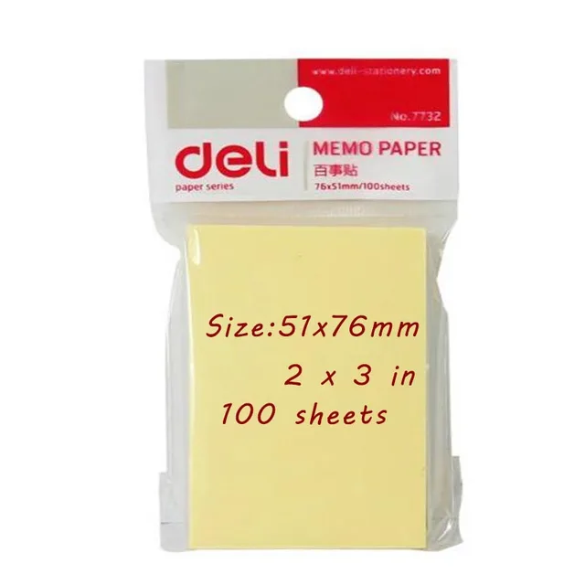 Memo paper size 2x3 \ 3x3 \ 3x4 \ 3x5 inch 100 sheets color yellow