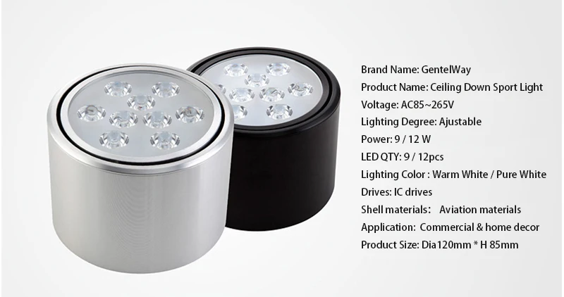 9w 12w ceiling spotlighting