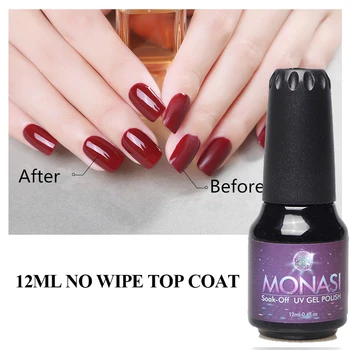 

Long Lasting No Clean Top Coat Dense Base Coat UV Gel Nail Polish Shiny Manicure Set Soak off Top Base 12ml Monasi