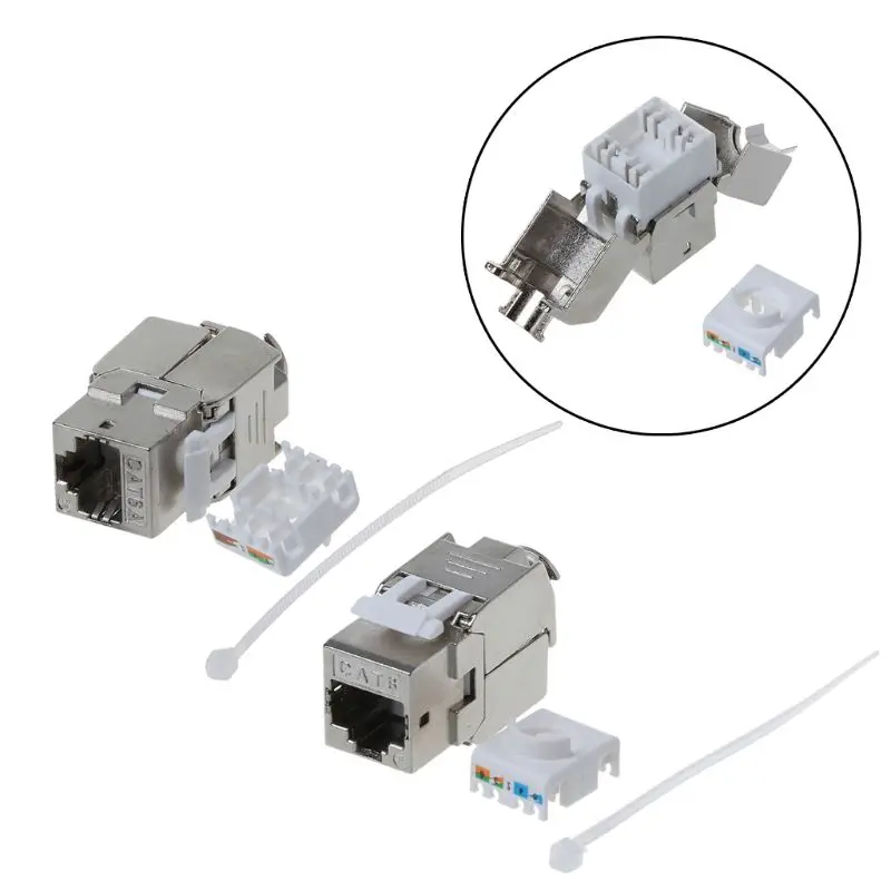 1Pc RJ45 Keystone Cat6 Shielded FTP Zinc Alloy Module Keystone Jack Network Connector Adapter