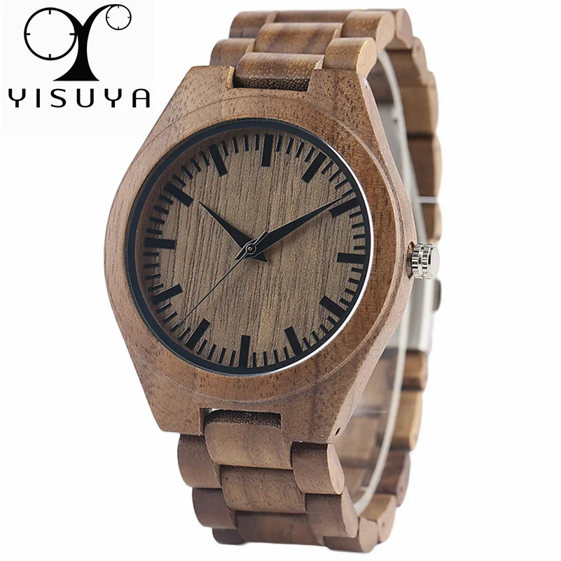 

Full Bamboo Wood Watch Men Simple Quartz Black/Coffee Handmade Nature Wood Creative Watches Modern Casual Clock Christmas Gift