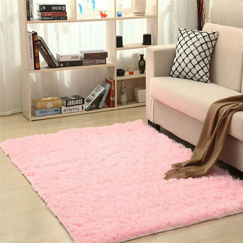 Room Bedroom Floor Carpet Mat Soft Anti-Skid Rectangle Area Rug 120x80CM Size Absorbent Soft Mat Bathroom Bedroom Floor - Цвет: pink