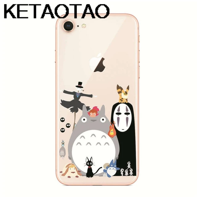 KETAOTAO Тоторо Унесенные призраками аниме Ghibli Миядзаки чехол для телефона s для iPhone 5S 6S 7 8 Plus XR XS Max чехол кристально чистый мягкий TPU - Цвет: Темно-серый
