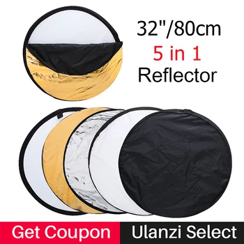 

Ulanzi 80cm 32" Round Photography Reflector 5 in 1 Collapsible Multi-Disc Studio Light Reflector with Zipped Round Carrying Bag