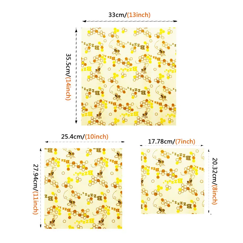 Пчелиный воск обертывание рыба Тыква узор органические Многоразовые моющиеся пчелиный воск ткань обертывание хлеб покрытие стрейч сэндвич обертывание чашки - Цвет: Bee-pattern