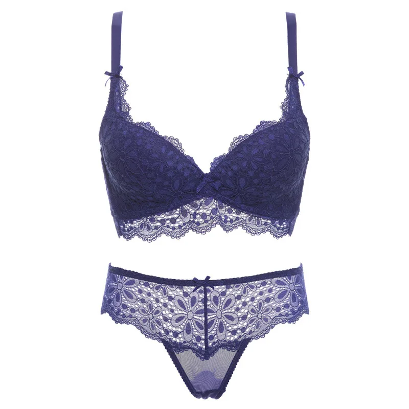 Dower me women seamless bra set elegant closure style lingerie thin spandex three Quarters Wire fress underwear for lady AWR001