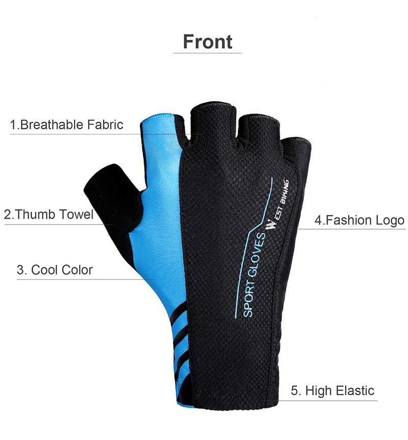WEST BIKING перчатки для велоспорта с полупальцами, противоскользящие дышащие перчатки для горного велосипеда, мужские и женские перчатки для спорта на открытом воздухе, велосипедные перчатки