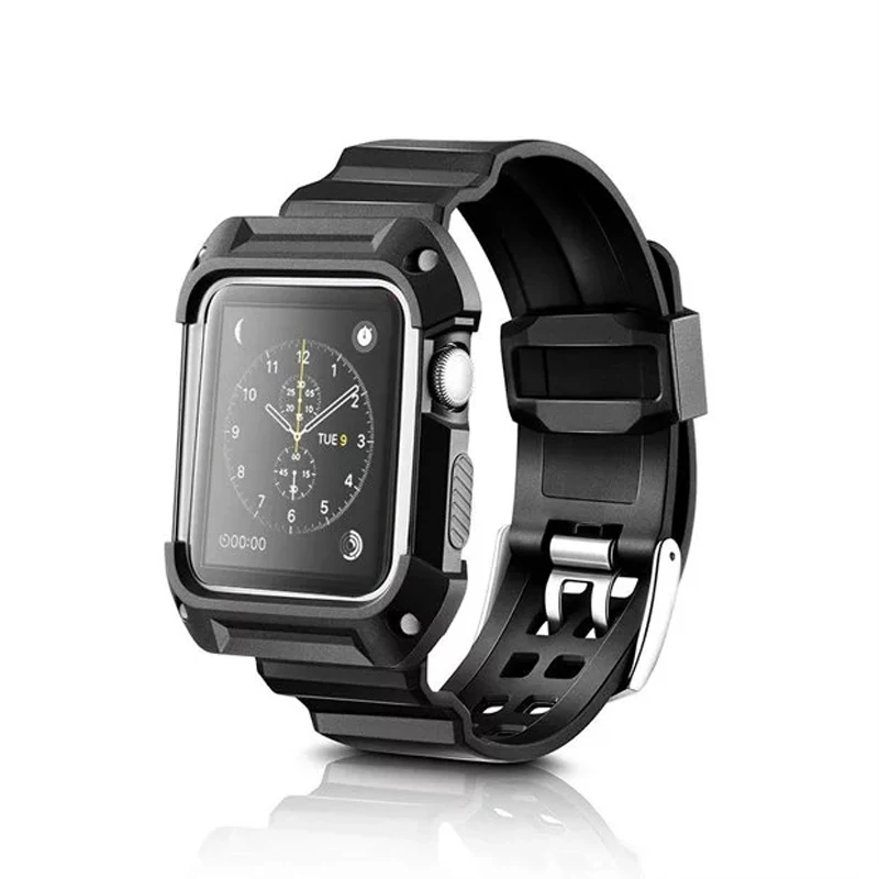 Ремешок для часов + чехол apple Watch 3/2/1 ремешок iWatch 42 мм/38 мм браслет силиконовый