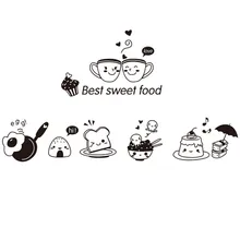 Pvc cozinha adesivos de parede café comida doce decalques decoração do forno sala jantar wallpapers removível à prova dmuágua muursticker