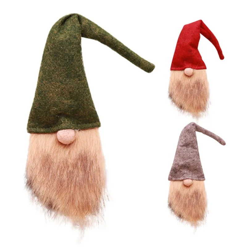 

Christmas Decoration Swedish Red Wine Bottle Cover Mini Bottle Wrapper Topper Hats Santa Clothes Faceless doll Home Decor