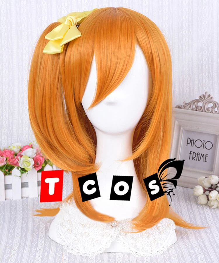 Люблю жить! Термостойкий парик для косплея LoveLive Kosaka Honoka Kousaka короткий оранжевый