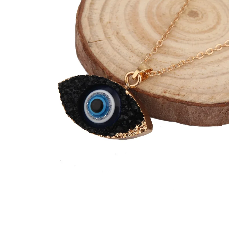 Личность Друза природного камня глаза сглаза кулон ожерелье длинная цепочка Кристалл турецкий глаз ожерелья для женщин девушек удача ювелирные изделия