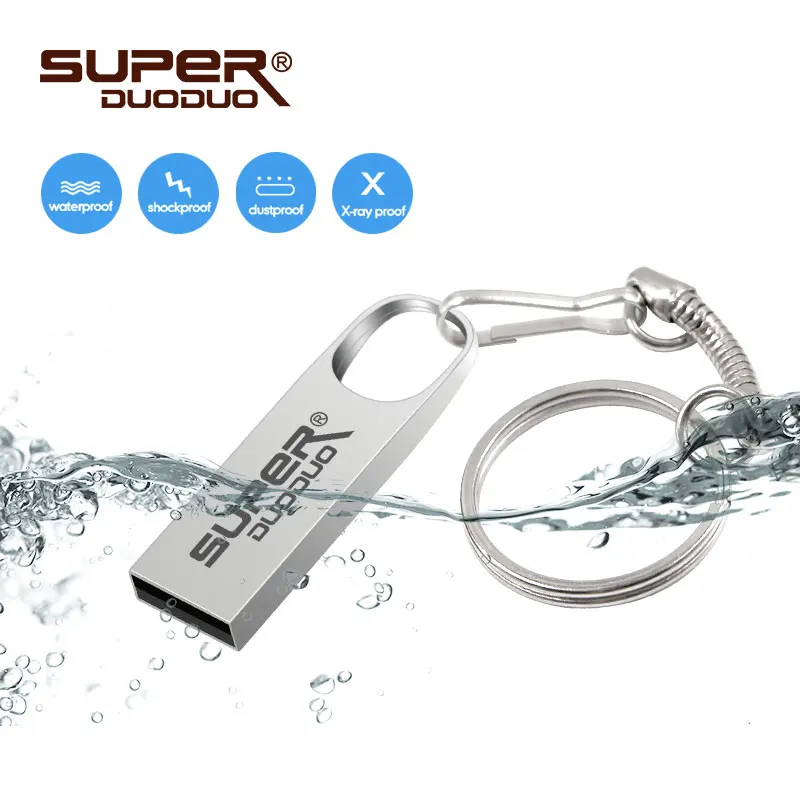 Флеш-накопитель Usb, 32 ГБ, 64 ГБ, 16 ГБ, 8 ГБ, 128 ГБ, флеш-накопитель, водонепроницаемый металлический Серебряный u-диск, Memoria, usb-флешка