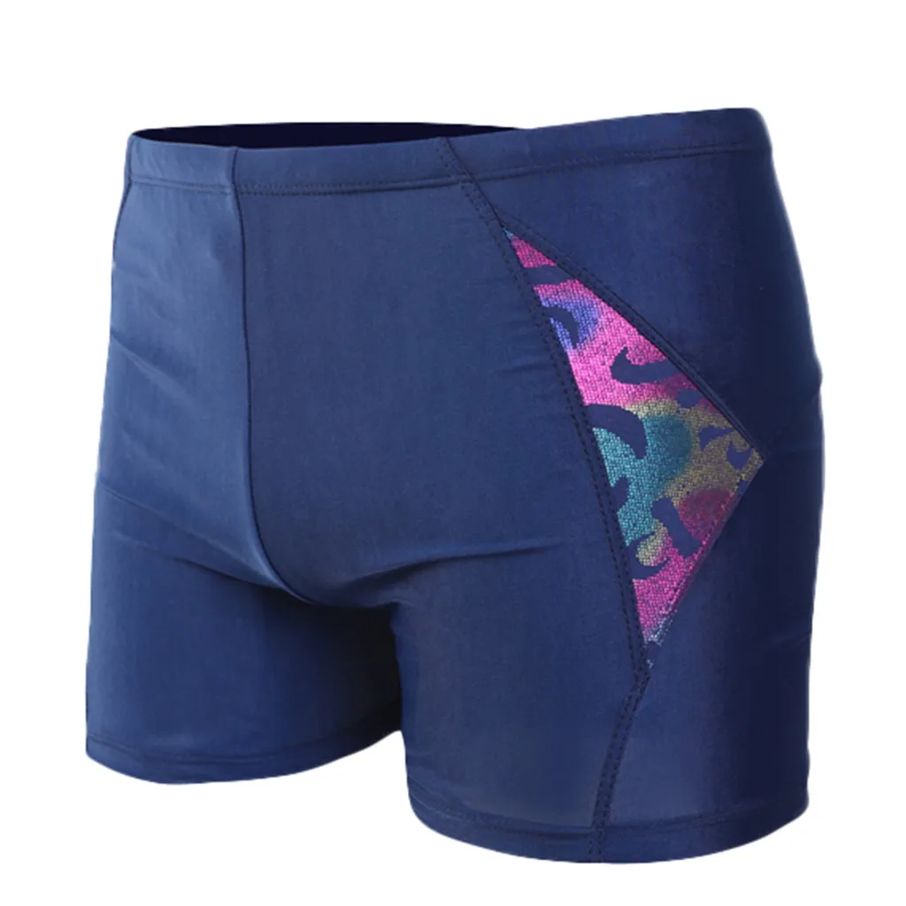 Мужская сексуальная одежда для плавания ming, шорты с принтом, купальный костюм, плавки для плавания, дышащие, встроенный луч, плавки, купальный костюм, пляжная одежда - Цвет: Blue
