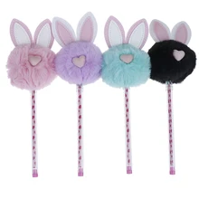 Гелевая ручка, 0,5 мм, черные чернила, обычные ручки для детей, подарок для девочек, школьные принадлежности, корейские канцелярские принадлежности, форма с заячьими ушками