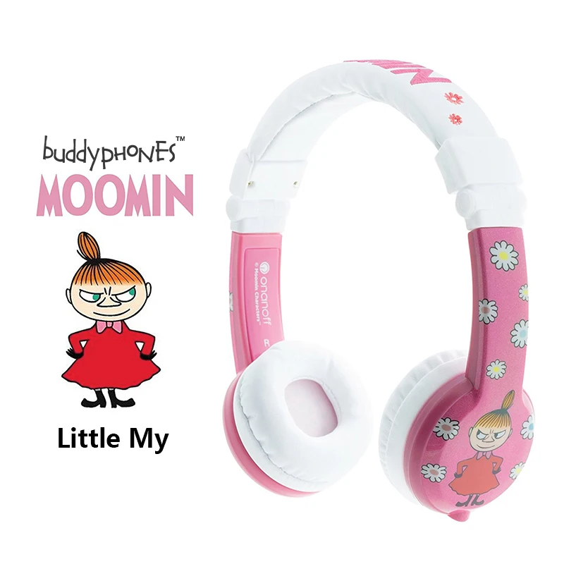 ONANOFF BuddyPhones MOOMIN Headphones Kids Safe Volume Limiting Wired Headsets Cartoon Cute Children Earphones With Microphone