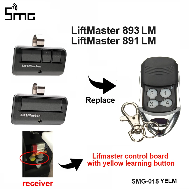 LiftMaster 891LM 893LM 3 Btn Удаленный передатчик гаражные ворота безопасности+ 2,0 myQ 953ESTD