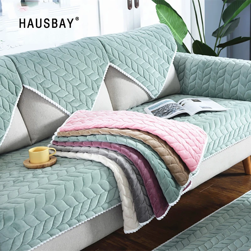 

Sofa Seat Cover Sectional Sofa Mat Plush Thicken All-inclusive Sofa Towel Solid Color Sofa Pad SM001