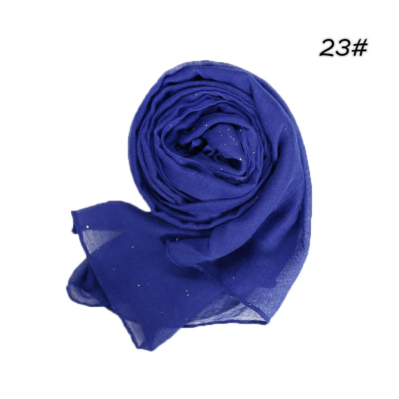 90*180cm fashion muslim women cotton hijab scarf glitter foulard femme musulman shawls islamic headscarf malaysia hijab - Цвет: 23